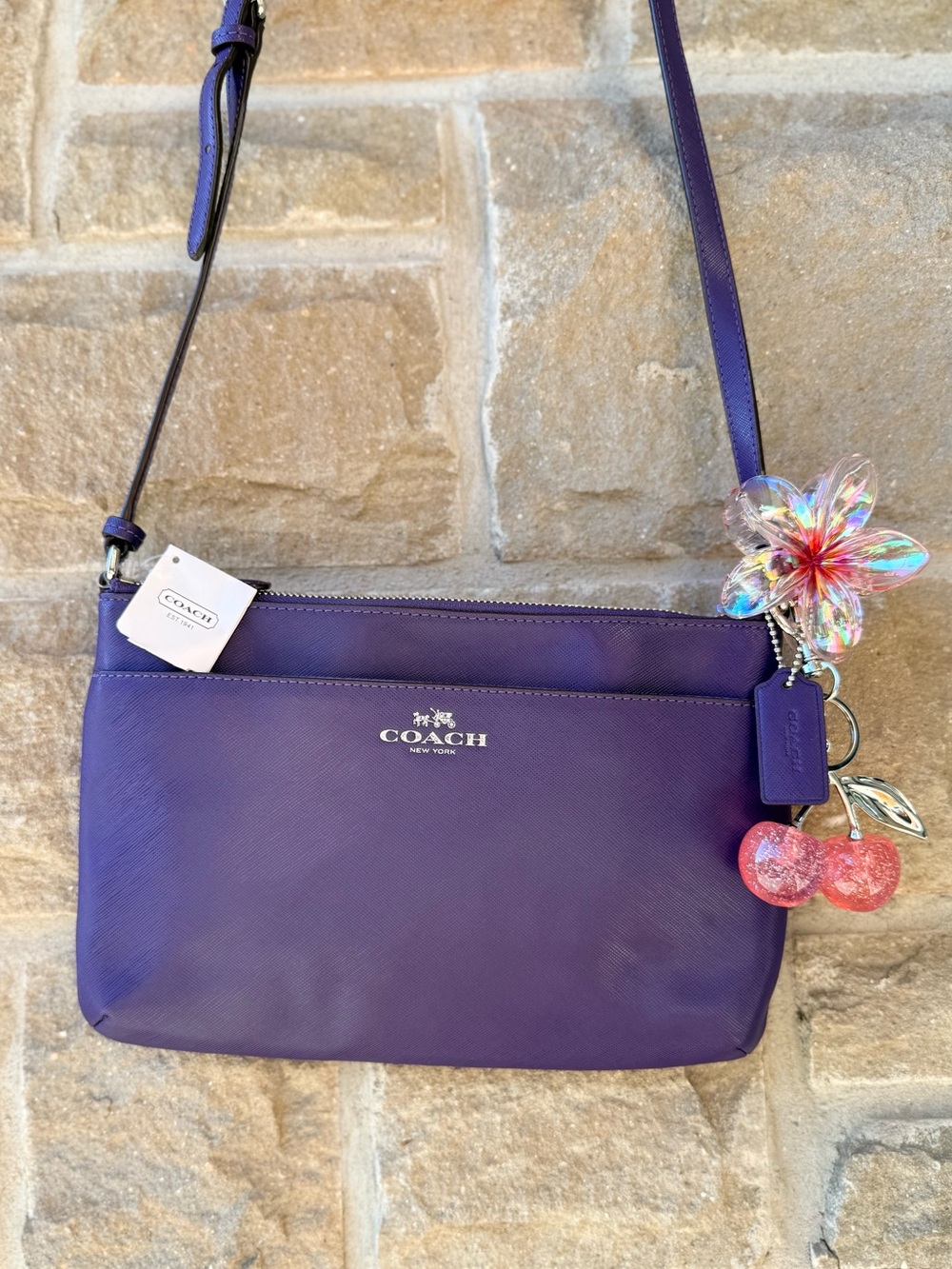 NWT COACH Lyla Double Gusset Crossbody Purple F53157